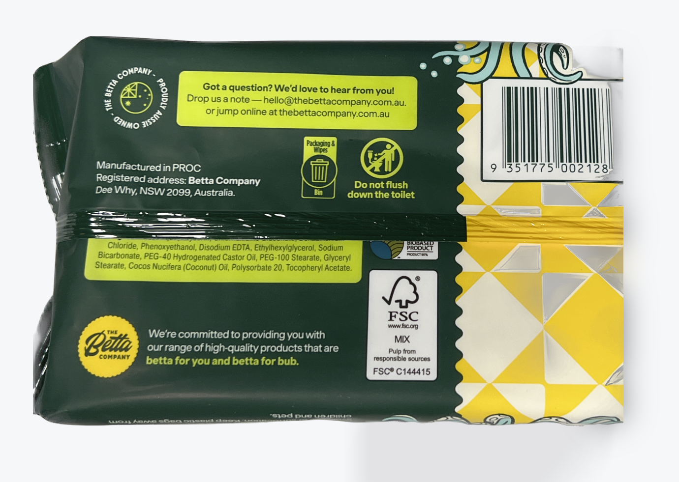 Betta for Bub -Natural 99% Pure Water Baby Wipes - 80 pack